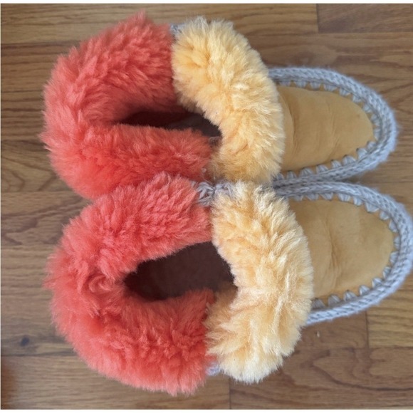 MOU Eskimo‎ Women's Sheepskin Boots RARE & Fun Yellow/ Orange Size 38 Eu 7.5 US - Picture 7 of 8